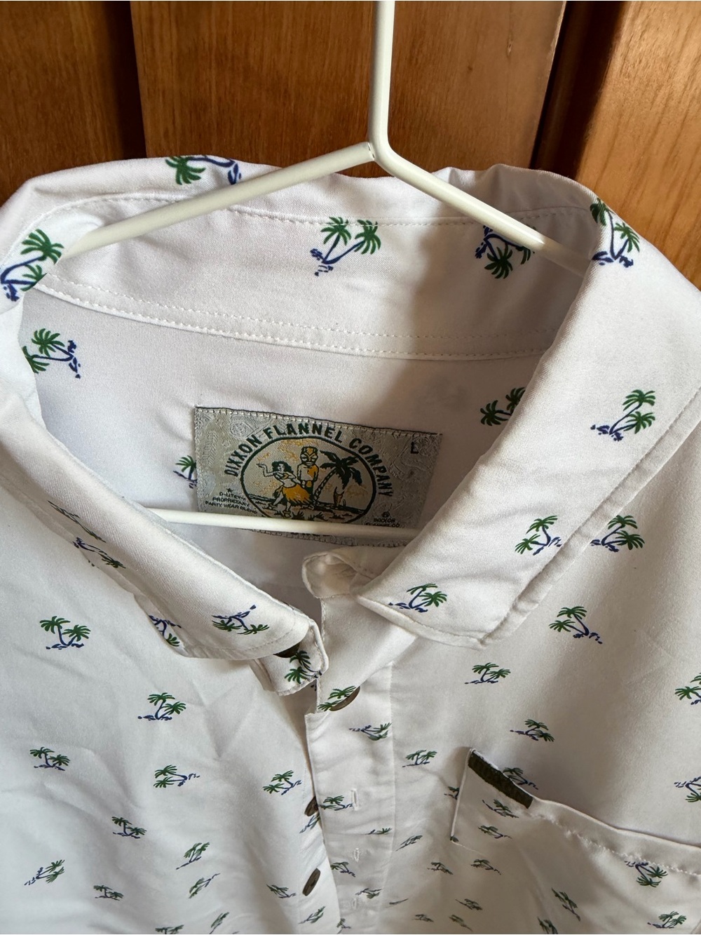 DIXXON White Short-Sleeve Button-Down with Palm Print